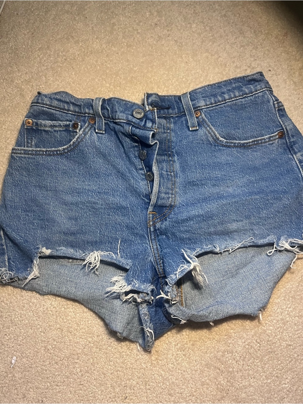 Levi's Distressed Blue Cutoff Denim Shorts
